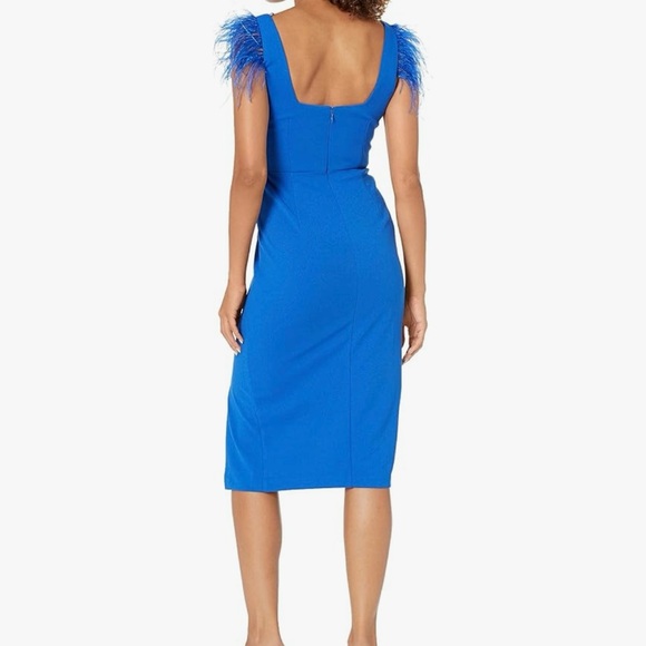 Size 14 EUC Aidan Mattox Women's midi dress cobalt blue - Picture 2 of 2